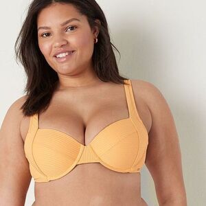 Victoria's Secret Butter Yellow Ribbed Push Up Bikini Swim Top Size XL NEW